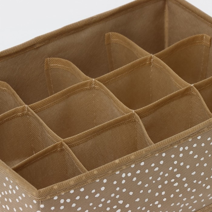 Органайзер для хранения белья Доляна Points, 12 ячеек, 27&times;20&times;10 см, цвет бежевый