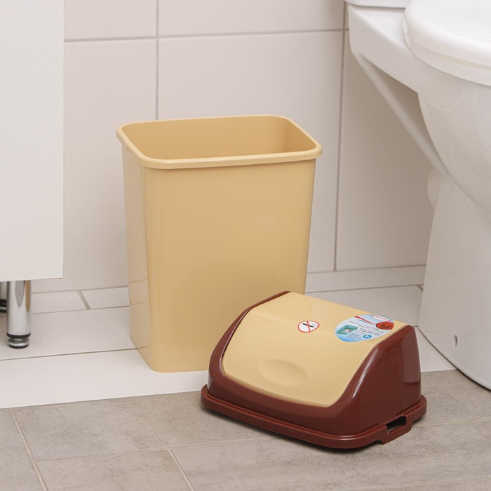 Контейнер для мусора &laquo;Камелия&raquo;, 8 л, цвет бежевый/коричневый