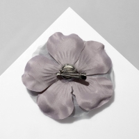 Брошь-заколка текстильная &laquo;Цветок&raquo; анютины глазки, цвет серый