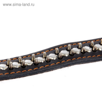 Ошейник кожаный на синтепоне "Ёж", 69 х 3.6 см, ОШ 45-60 см, чёрный Ошейник кожаный на синтепоне "Ёж", 69 х 3.6 см, ОШ 45-60 см, чёрный