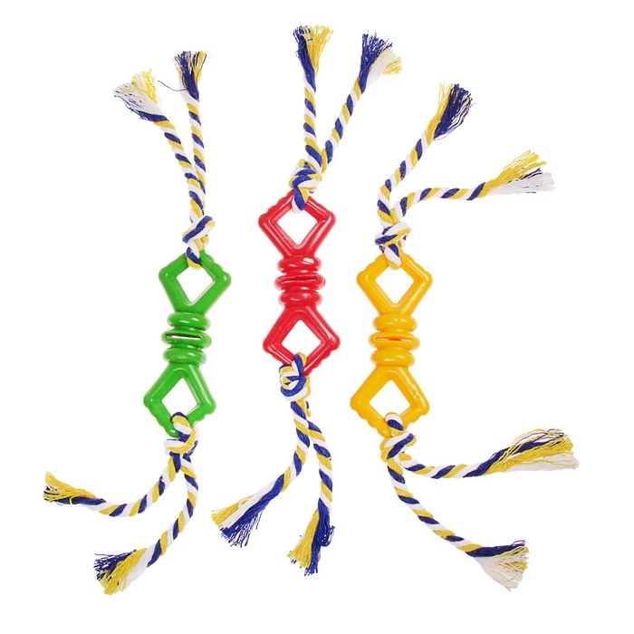 Игрушка жевательная с канатом Игрушка жевательная с канатом "Бантик", 11 см, микс цветов