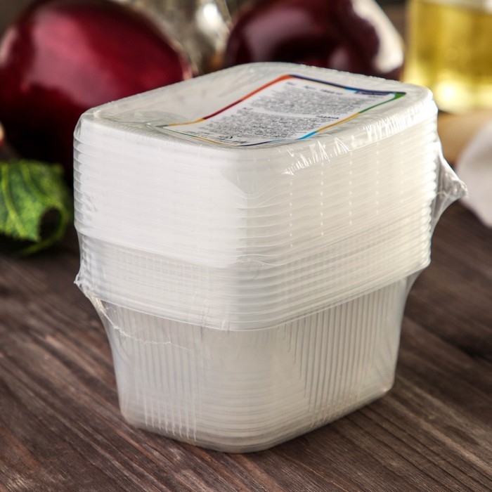 Контейнер пластиковый одноразовый с крышкой, 10 шт, 250 мл, 10,8×8,2×4,6 см, цвет прозрачный Контейнер пластиковый одноразовый с крышкой, 10 шт, 250 мл, 10,8×8,2×4,6 см, цвет прозрачный