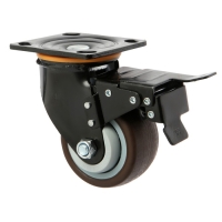 Колесо для трансп. тележек поворотное ТУНДРА, d=100 мм, на пдощадке, со стопорм, покрытие TPR 9917 Колесо для трансп. тележек поворотное ТУНДРА, d=100 мм, на пдощадке, со стопорм, покрытие TPR 9917