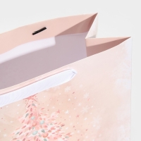 Пакет подарочный новогодний ламинированный квадратный &laquo;Pink&raquo;, 30 х 30 х 12 см, Новый год