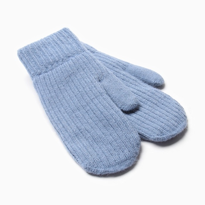 Варежки женские на иск.меху MINAKU рубчик 22 см голубой Варежки женские на иск.меху MINAKU рубчик 22 см голубой