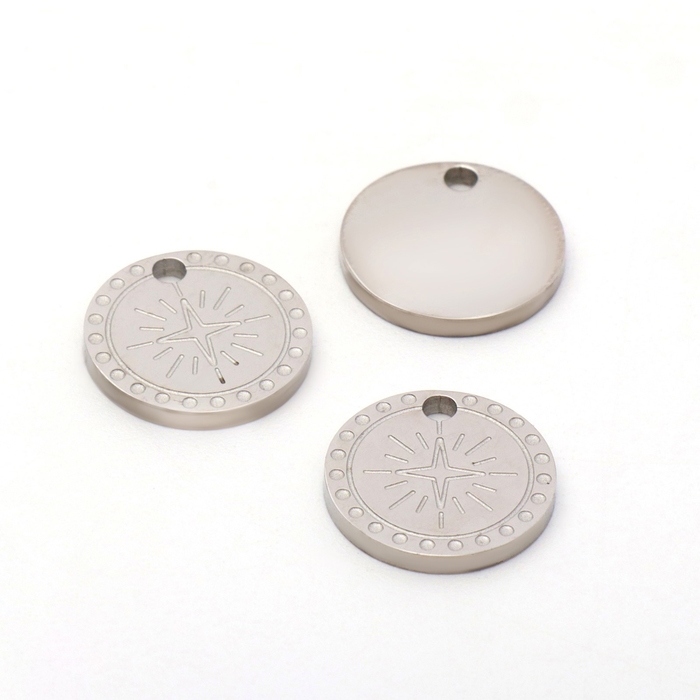 Подвеска &laquo;Монетка&raquo; звезда, набор 3 шт., цвет серебро