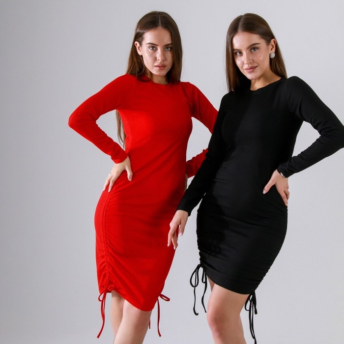 Платье-лапша на кулиске, 40, красный Платье-лапша на кулиске, 40, красный