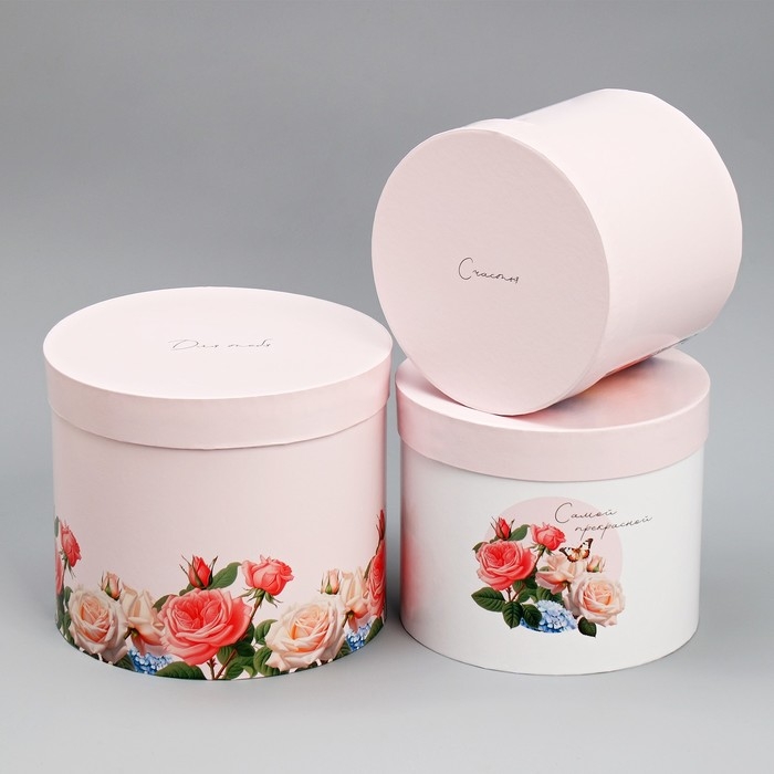 Набор шляпных коробок 3 в 1, упаковка подарочная, «Самой прекрасной», 16 х 16 х 14‒20 х 20 х 17 см Набор шляпных коробок 3 в 1, упаковка подарочная, «Самой прекрасной», 16 х 16 х 14‒20 х 20 х 17 см