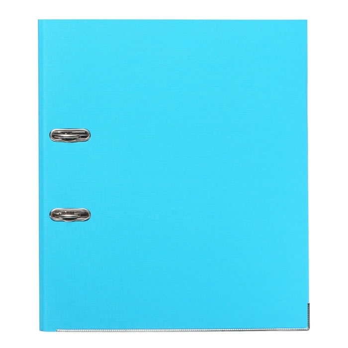 Папка-регистратор А4, 75 мм, Calligrata, ПВХ, тиснение "лен", металлическая окантовка, карман на корешок, собранная, голубая, микс