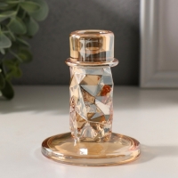 Подсвечник стекло на 1 свечу "Лёд" карамель d=2 см 8х8х10 см Подсвечник стекло на 1 свечу "Лёд" карамель d=2 см 8х8х10 см