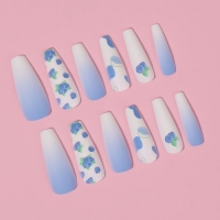 Накладные ногти &laquo;Черничка&raquo;, 12 шт, с клеевыми пластинами, форма балерина, цвет белый/фиолетовый