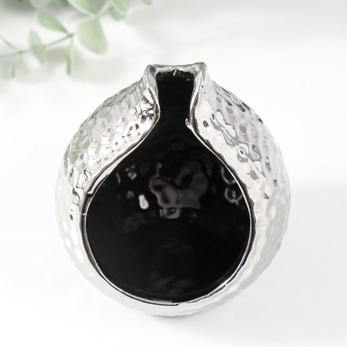 Подсвечник керамика на 1 свечу "Гранат" d=4,5 см серебро 10х10х11,5 см