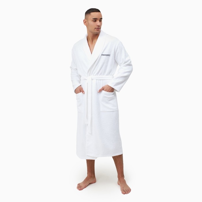 Халат махровый мужской Халат махровый мужской "Putin team" белый, 48 размер (S)