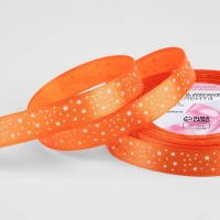 Лента атласная &laquo;Звёзды&raquo;, 15 мм &times; 23 &plusmn; 1 м, цвет оранжевый №025