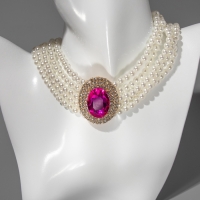 Чокер-колье «Роскошь» жемчужое, розовый в золоте, 30,5 см Чокер-колье «Роскошь» жемчужое, розовый в золоте, 30,5 см