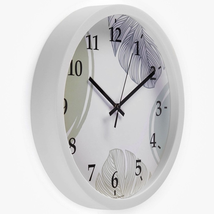 Часы настенные, интерьерные "Листья", d-30.5 см, бесшумные