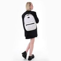 Рюкзак школьный текстильный &laquo;Цветы&raquo;, 42х14х28 см, цвет белый