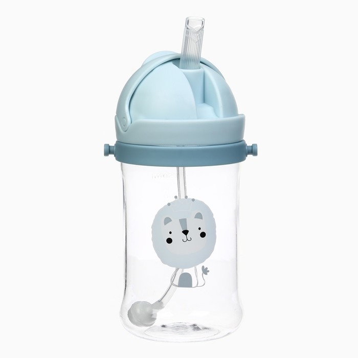 Поильник - непроливайка детский с силиконовой трубочкой и грузиком, от 9 мес., 350 мл., на ленте, цвет голубой, Крошка Я Поильник - непроливайка детский с силиконовой трубочкой и грузиком, от 9 мес., 350 мл., на ленте, цвет голубой, Крошка Я
