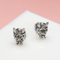 Серьги металл &laquo;Япония&raquo; маска с рогами, цвет чернёное серебро