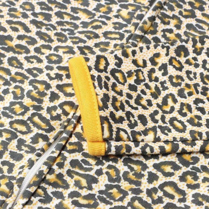 Комбинезон детский (3 шт.), цвет оранжевый/леопард/белый, рост 74 см