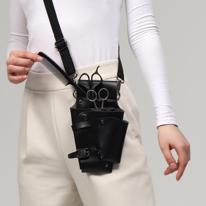 Сумка для мастера, 23 &times; 12 см, длина ремня 119 см, цвет чёрный