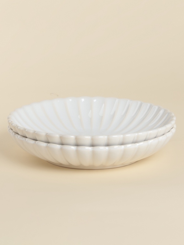 Набор глубокых тарелок 2 шт   SL Home "Нимфея" 21х4 см, цвет теплый белый