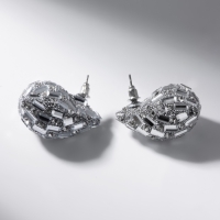 Серьги со стразами &laquo;Блеск&raquo; капля, белые в серебре