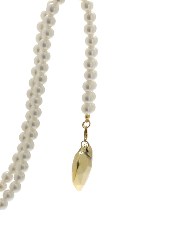 Портупея жемчужная с кулоном &laquo;Сердце&raquo;, 129 см, белая в золоте