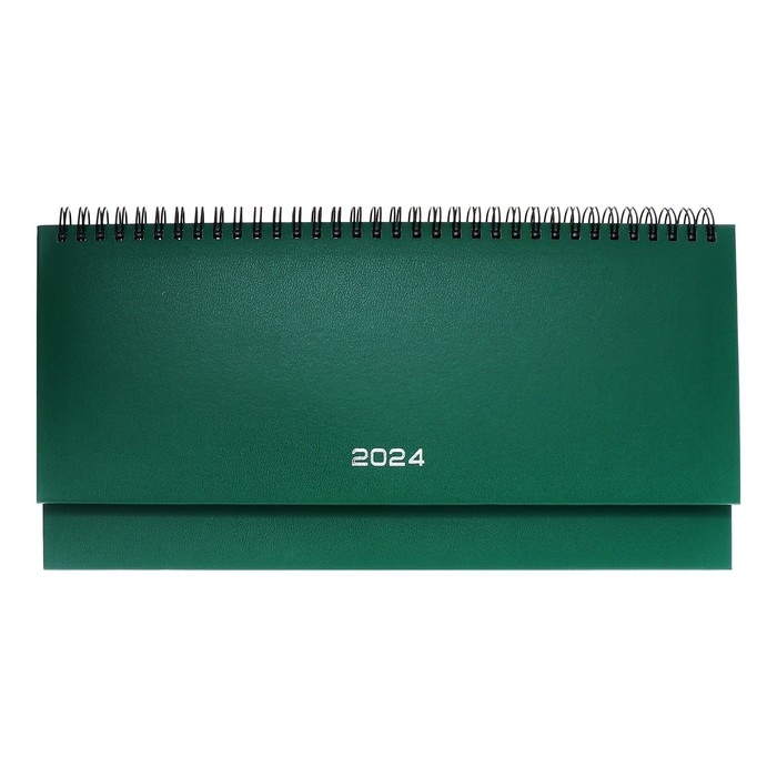Планинг датированный 2024 года, 294 х 142 мм, 64 листа, на гребне, Attomex.Orion, твёрдая обложка бумвинил, блок 70 г/м2, зелёный