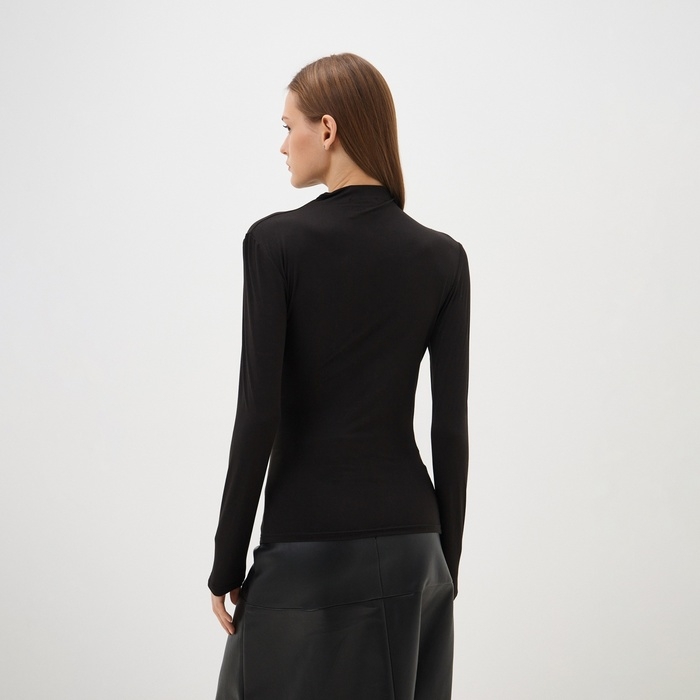 Лонгслив женский с драпировкой MIST Classic Collection, размер 48, черный Лонгслив женский с драпировкой MIST Classic Collection, размер 48, черный