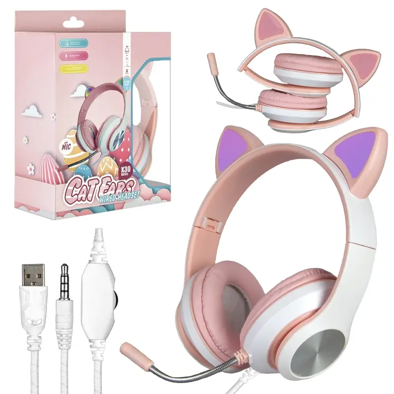 Наушники игровые X30 розовые (60шт/кор)