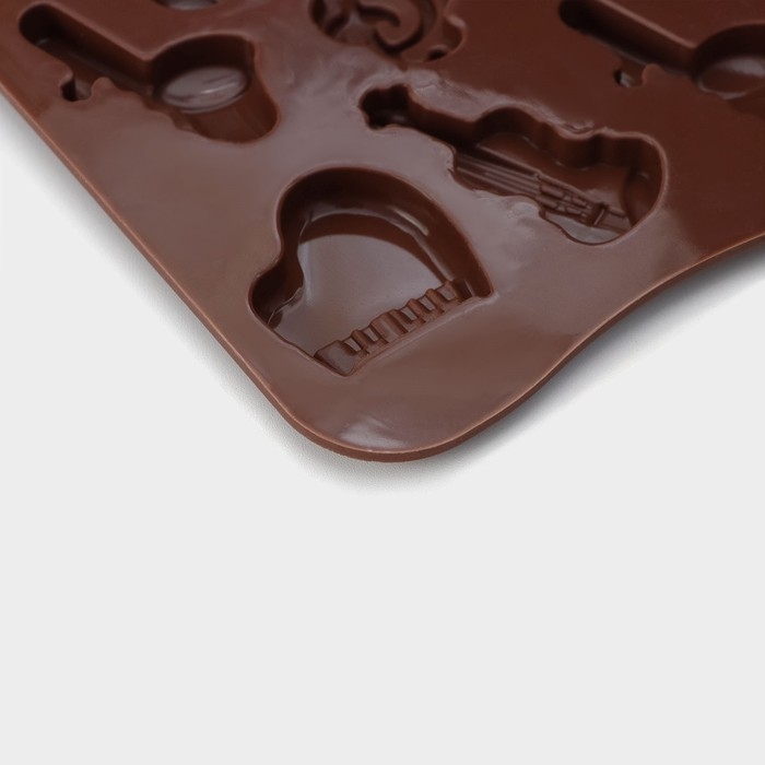 Форма для кондитерских украшений Доляна &laquo;Музыкальные инструменты&raquo;, силикон, 21,5&times;10,5 см, 14 ячеек, цвет МИКС