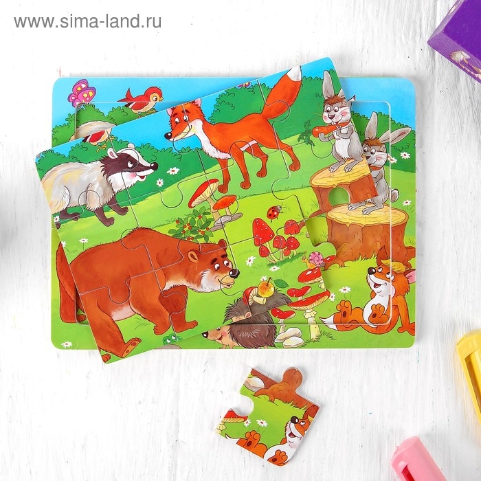 Пазл &laquo;Лесные жители&raquo; 12 элементов, 0,4&times;14,5&times;11 см