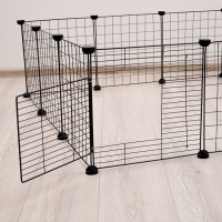 Вольер 12 секций, металлический, 105 х 105 х 35 см, (35 х 35 см звено), чёрный