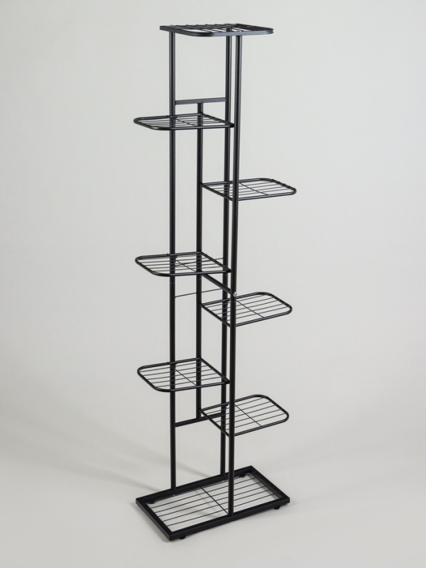 Подставка для цветов Greengo, 8 полок, 43 &times; 22 &times; 141 см, напольная, металл, чёрная