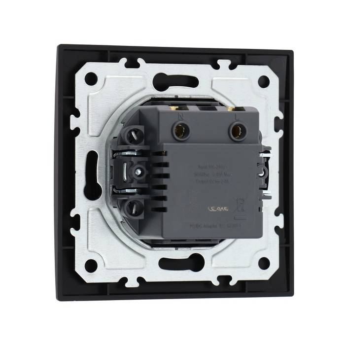 Розетка с USB-A + USB-C разъёмами, 2.1 A, 5В, TOT Elegant, скрытая, черная Розетка с USB-A + USB-C разъёмами, 2.1 A, 5В, TOT Elegant, скрытая, черная