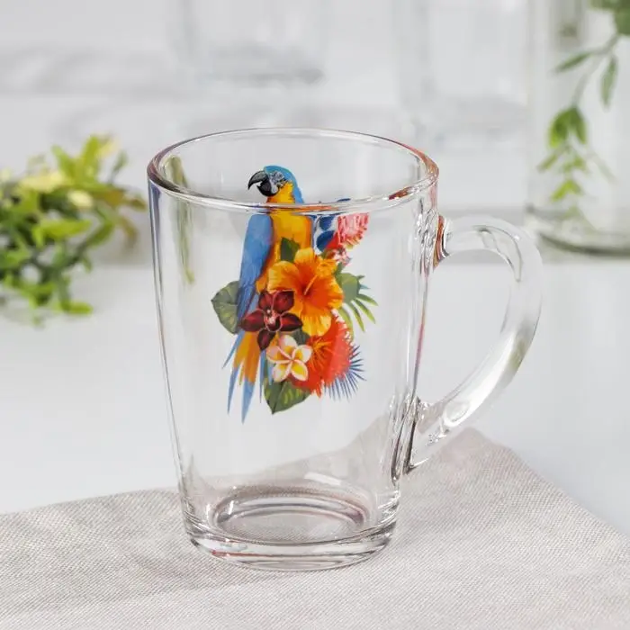 Кружка стеклянная &laquo;Тропические птицы&raquo;, 300 мл