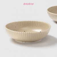 Тарелки глубокие Доляна &laquo;Коралл&raquo;, 700 мл, d=18,2 см, набор 2 шт, фарфор, бежевые