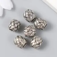 Бусина для творчества металл "Вязаная" серебро 1 см