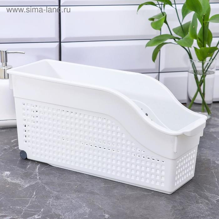 Контейнер для хранения хозяйственный &laquo;Лофт&raquo;, 3 л, 35,5&times;13&times;17 см, на колёсах, цвет белый
