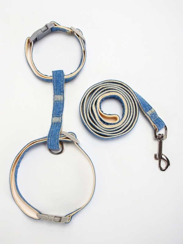 Комплект амуниции "Жаккард", поводок 120 х 1,5 см, синий