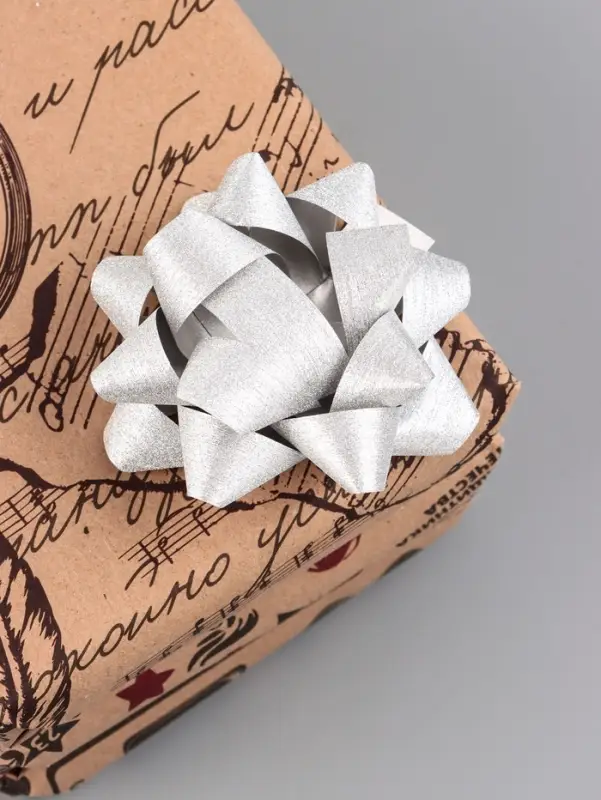 Бант - звезда №7.5, фасовка 8 шт., с блестками, МИКС