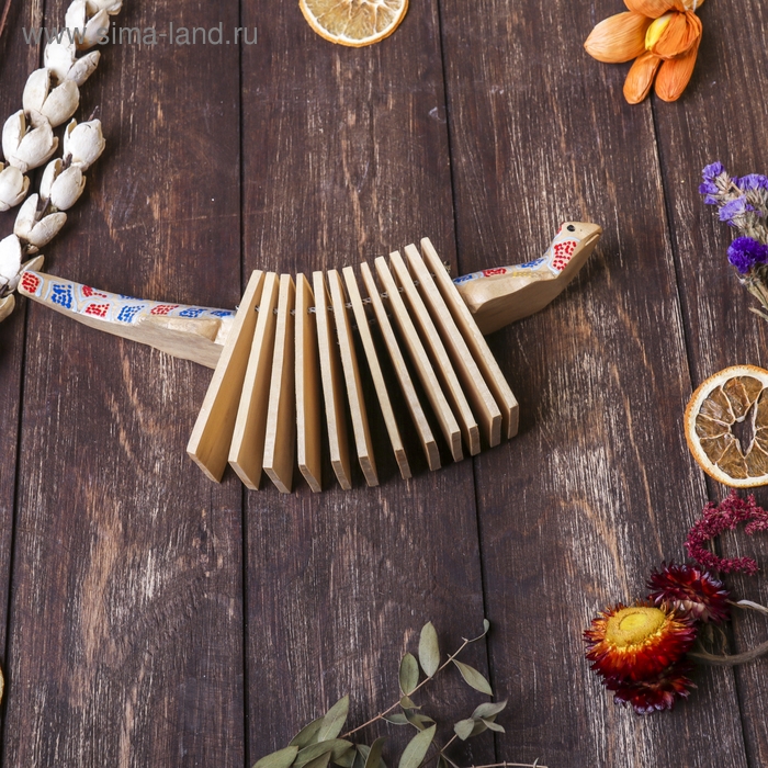 Сувенирный музыкальный инструмент "Трещотка крокодил пятнистый" дерево 4x27x9 см МИКС