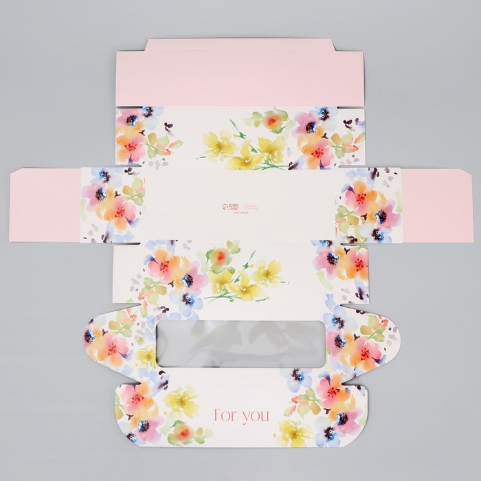 Кондитерская упаковка, коробка для кекса с окном, &laquo;Цветочная гамма&raquo;, 26 х 10 х 8 см