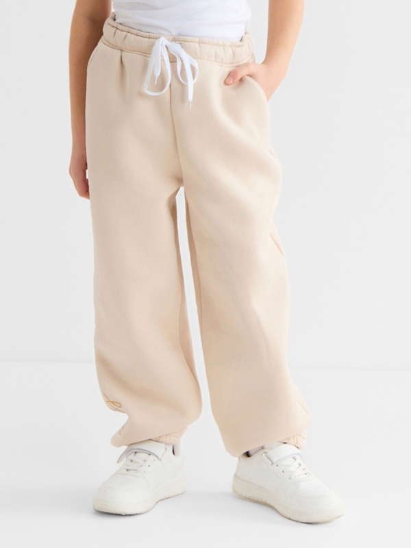 Брюки для девочки с начёсом MINAKU: Exclusive print, бежевые, Oversize рост 110 см Брюки для девочки с начёсом MINAKU: Exclusive print, бежевые, Oversize рост 110 см