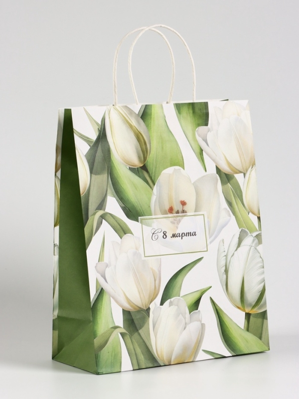 Пакет подарочный крафт, &laquo;С 8 Марта&raquo; 25&times;12&times;32 см
