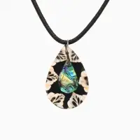 Кулон "Капля" ракушка 25,5 см, цв. чёрно-белый