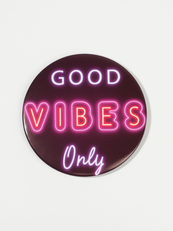 Зеркало (1) б/увел GRL PWR d7см металл/бумага good vibes PVC/короб QF