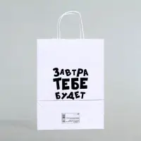 Пакет подарочный &laquo;Завтра тебе будет стыдно&raquo;, 24&times;10.5&times;32 см, 1 шт.