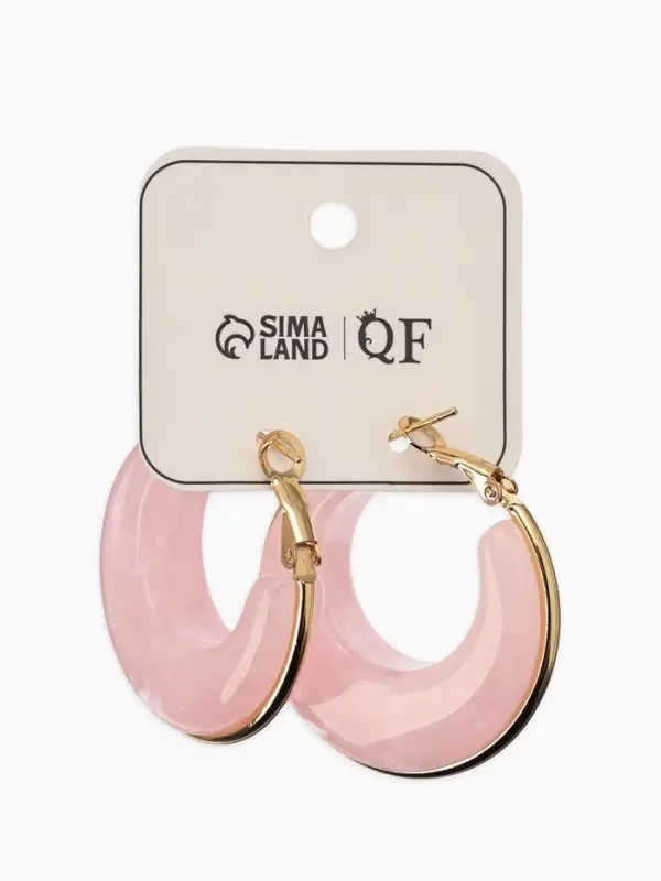 Серьги-кольца акрил "Тренд", цвет розовый в золоте